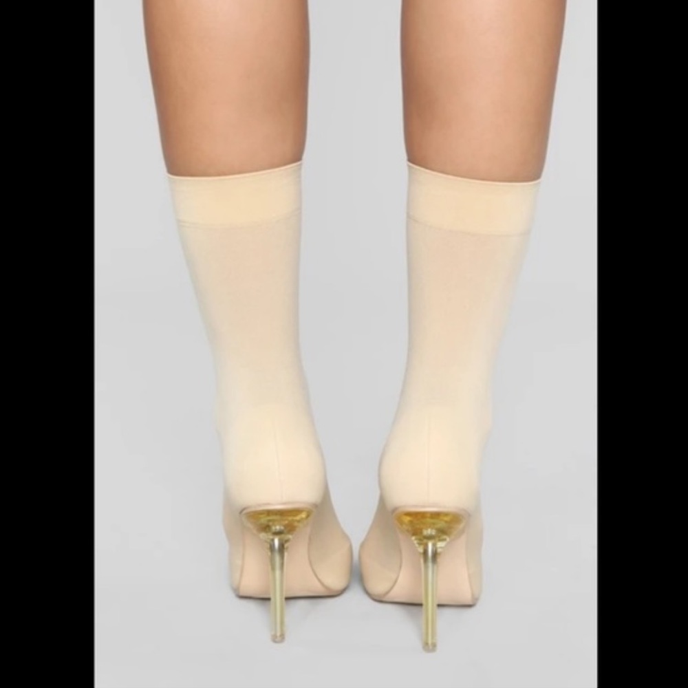 ✨Cream Nude Sock Heel Booties - Picture 6 of 14